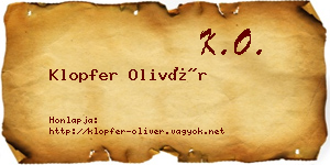 Klopfer Olivér névjegykártya